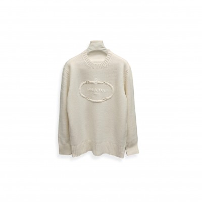 PRADA GREY WOOL AND CASHMERE CREW-NECK SWEATER PRADA GREY WOOL AND CASHMERE CREW-NECK SWEATER